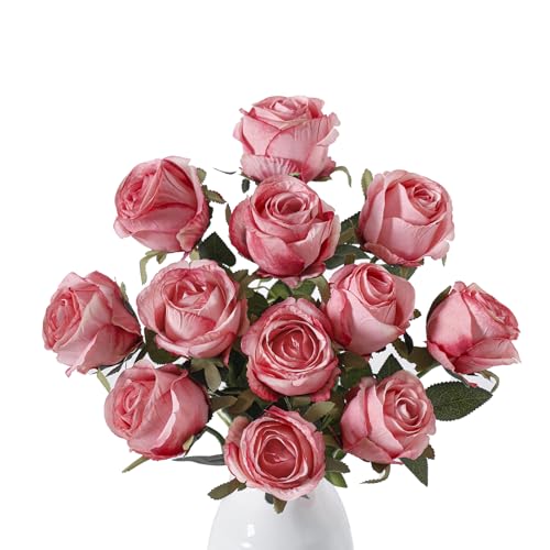 Save 50% on 12pcs Realistic Silk Velvet Artificial Pink Roses - Image 2