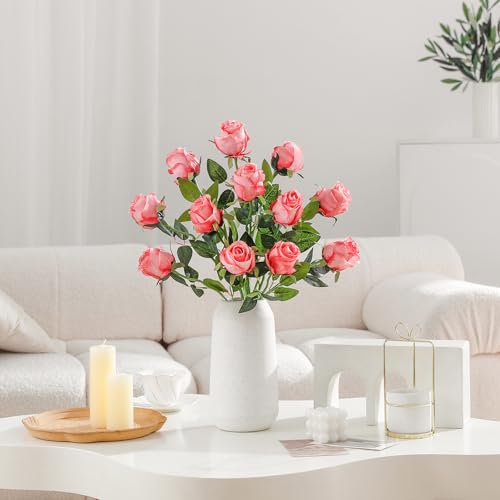 Save 50% on 12pcs Realistic Silk Velvet Artificial Pink Roses - Image 3