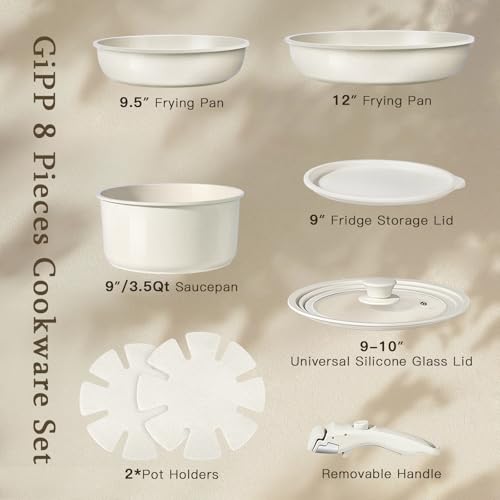 50% Off GiPP 8-Piece Ceramic Nonstick Cookware Set - Image 3