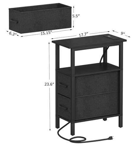 50% Off VIMBER Narrow Side Tables with Charging Station - Image 4