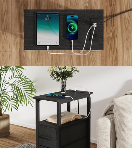 50% Off VIMBER Narrow Side Tables with Charging Station - Image 6