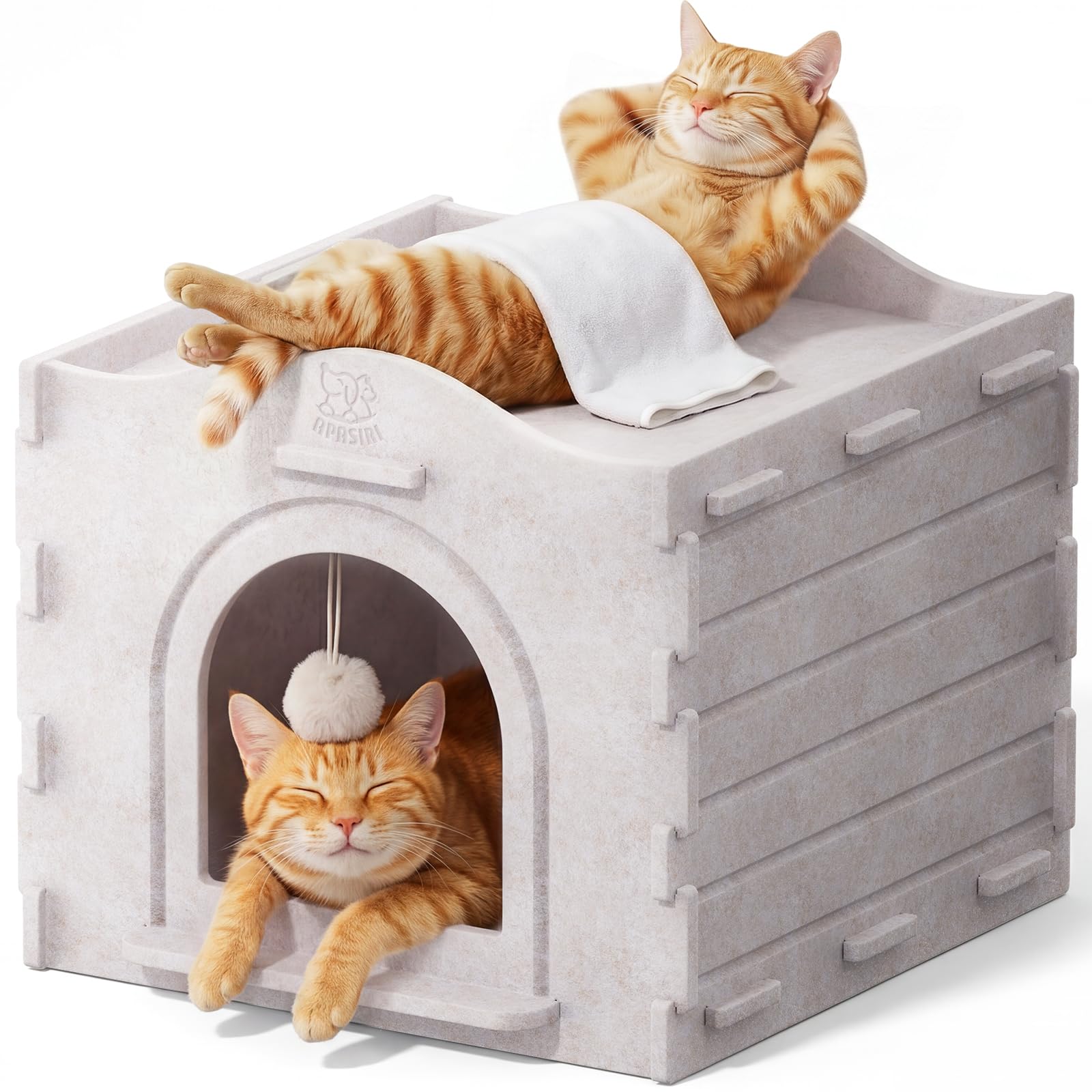 20% Off Cat Bed Cave – Felt Hideaway with Hanging Ball