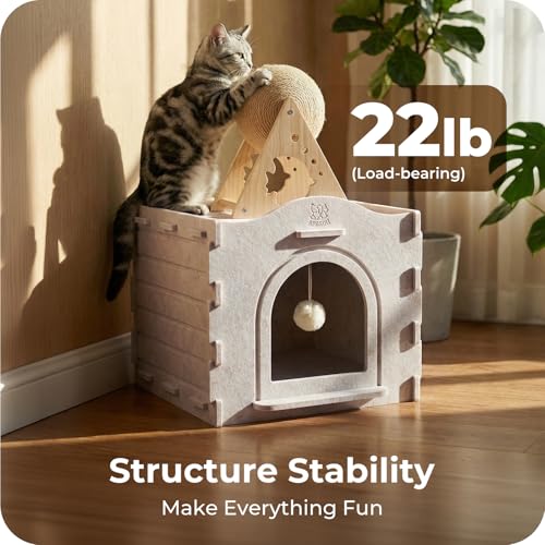 20% Off Cat Bed Cave – Felt Hideaway with Hanging Ball - Image 5