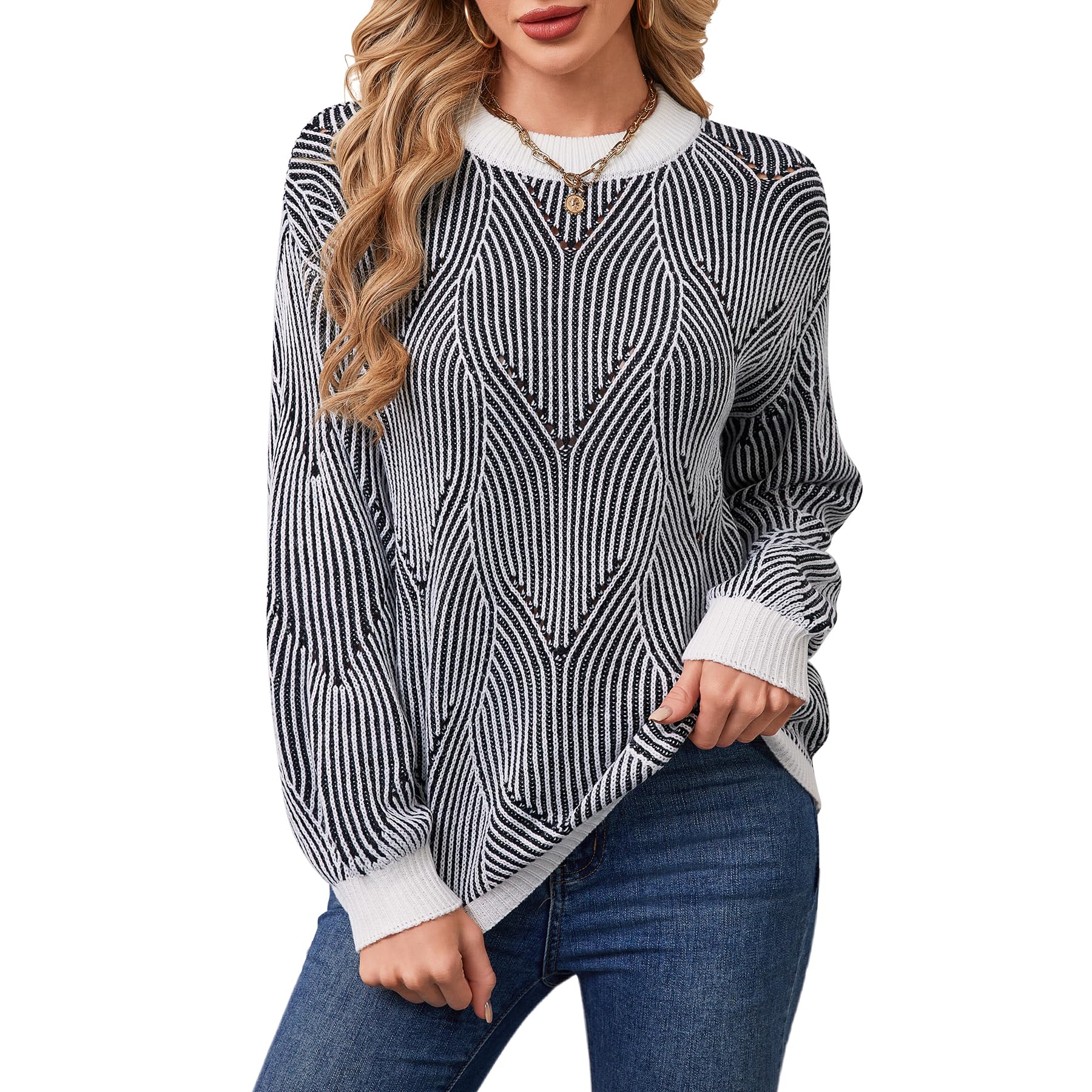11.89 with code D5V49DDD Women's Striped Sweater - Image 1