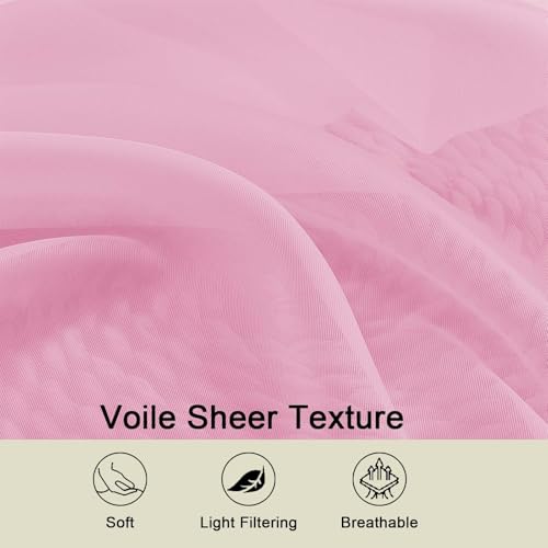 50% Off: Soft Pink Sheer Curtains 90in 2-Panel Set for Bedroom - Image 4