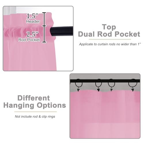 50% Off: Soft Pink Sheer Curtains 90in 2-Panel Set for Bedroom - Image 5