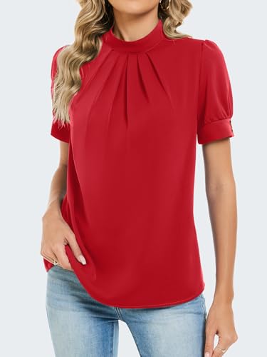 53% Off Funlingo Women's Mock Neck Pleated Blouse - Image 3