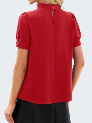 53% Off Funlingo Women's Mock Neck Pleated Blouse - Image 5
