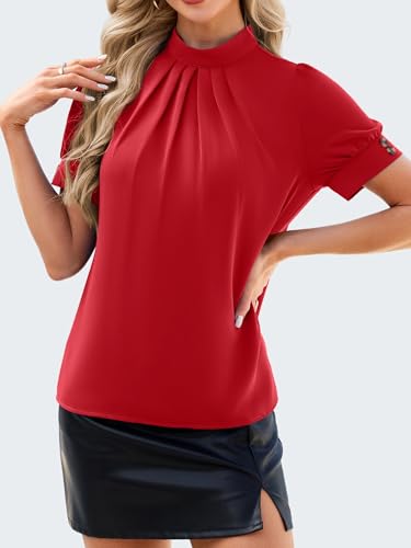 53% Off Funlingo Women's Mock Neck Pleated Blouse - Image 6