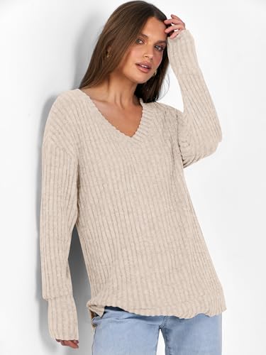 50% Off ANRABESS Women's Ribbed V-Neck Long Sleeve Shirt - Image 5