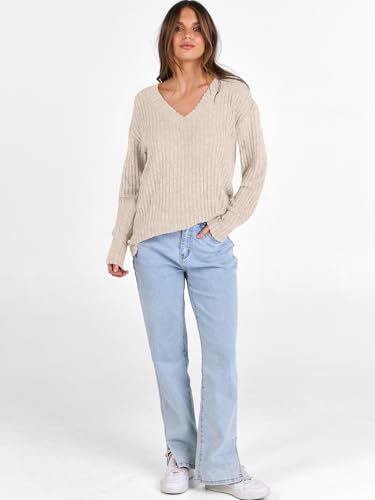 50% Off ANRABESS Ribbed V Neck Long Sleeve Shirt - Image 7