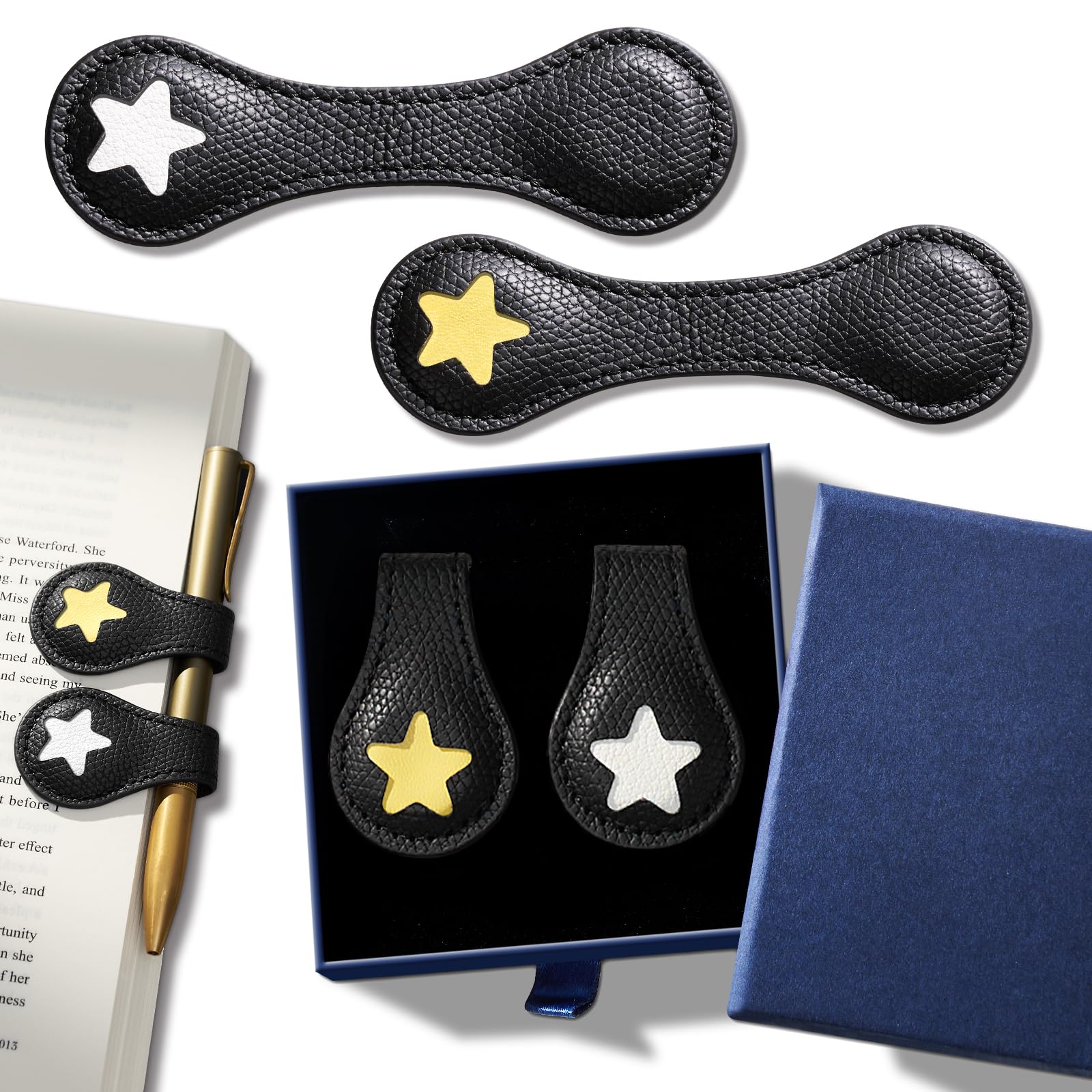 50% Off 2-Pack Magnetic Leather Bookmarks with Gift Box - Image 1