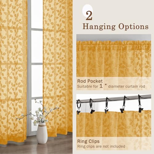 50% Off Chyhomenyc Gold Sheer Curtains 96 Inch 2 Panels - Image 5