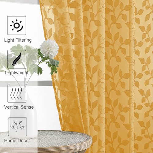 50% Off Chyhomenyc Gold Sheer Curtains 96 Inch 2 Panels - Image 6
