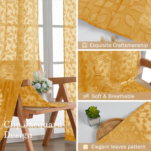 50% Off Chyhomenyc Gold Sheer Curtains 96 Inch 2 Panels - Image 7