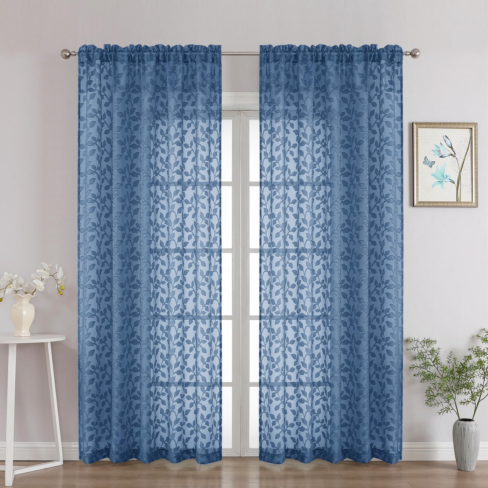 50% Off Chyhomenyc Dusty Blue Sheer Curtains 84 Inch - Image 1