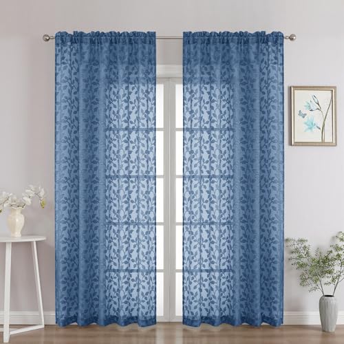 50% Off Chyhomenyc Dusty Blue Sheer Curtains 84 Inch - Image 2
