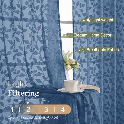 50% Off Chyhomenyc Dusty Blue Sheer Curtains 84 Inch - Image 3