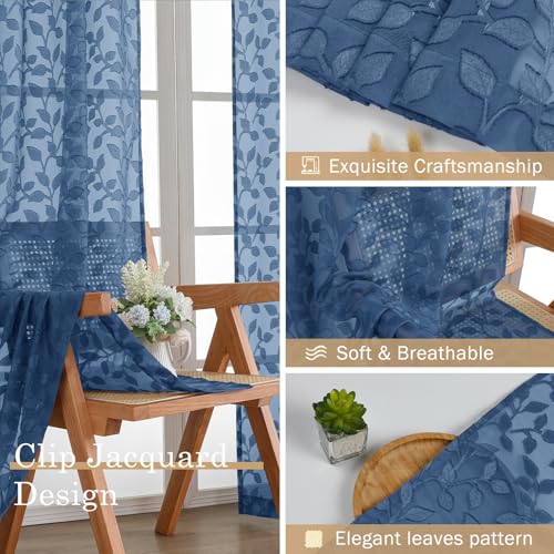 50% Off Chyhomenyc Dusty Blue Sheer Curtains 84 Inch - Image 8
