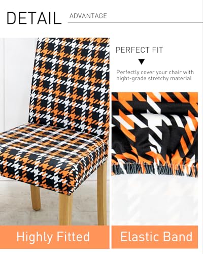 Save Big on Fall Chair Covers Set of 4 - Orange Black Plaid - Image 4