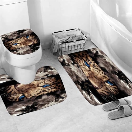 20% Off 4-Piece Leopard Floral Shower Curtain Set - Image 5