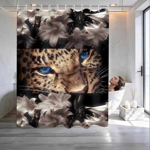 20% Off 4-Piece Leopard Floral Shower Curtain Set - Image 6