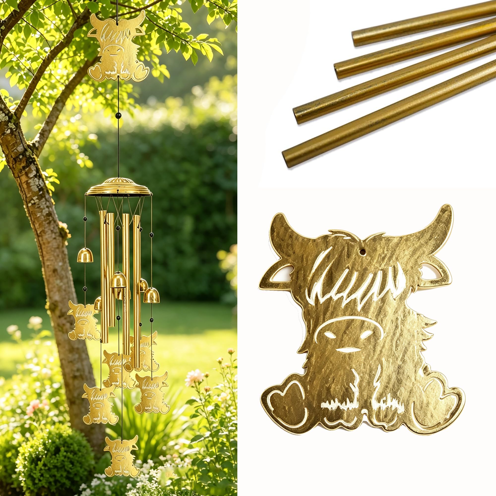 50% Off Highland Cow Wind Chimes – Memorial Gift - Image 1