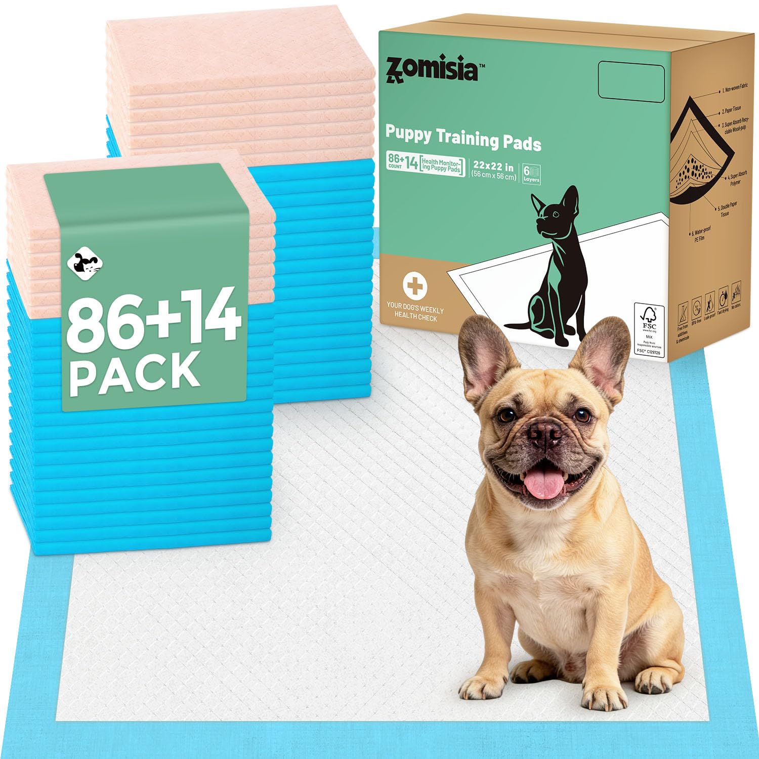 11% Off ZOMISIA 100-Count Puppy Pee Pads with Monitoring