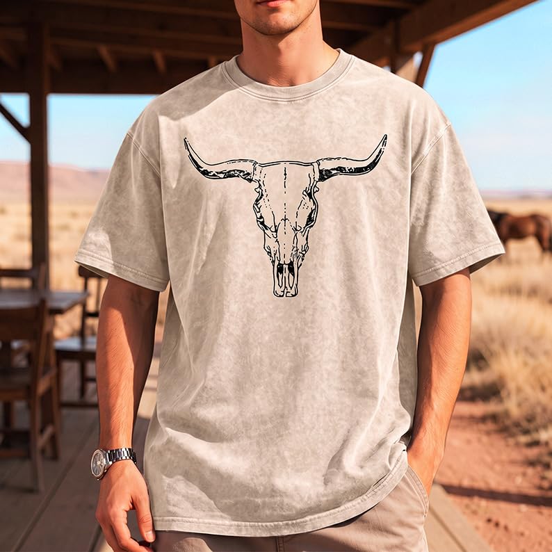 Oversized Country Music Tee with Cow Skull Graphic at $17.99 - Image 3