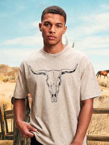 Oversized Country Music Tee with Cow Skull Graphic at $17.99 - Image 5