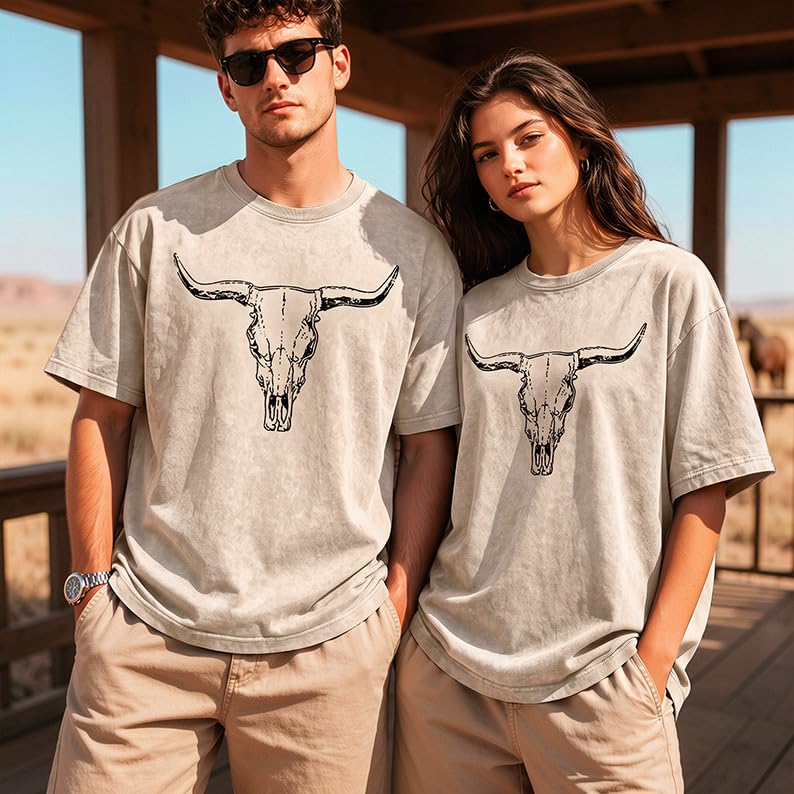 Oversized Country Music Tee with Cow Skull Graphic at $17.99 - Image 6