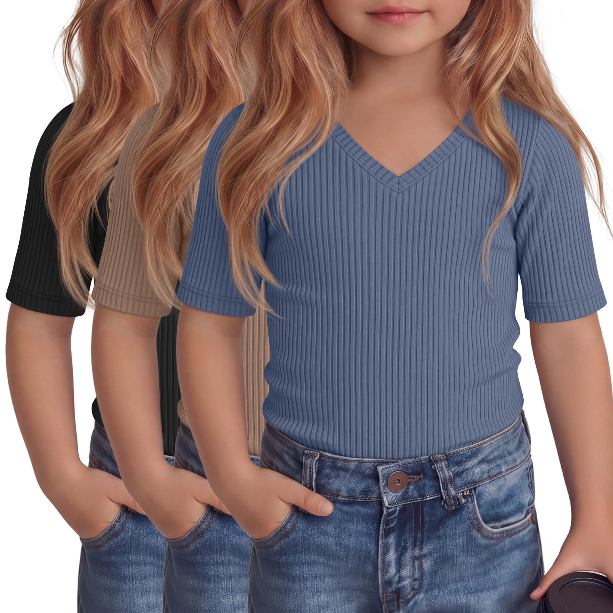 50% Off 3-Pack Cotton Ribbed Tees for Toddler Girls - Image 1
