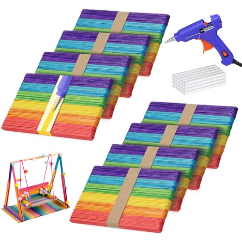 50% Off 400PCS Colored Wooden Sticks Kit with Glue Gun - Image 2