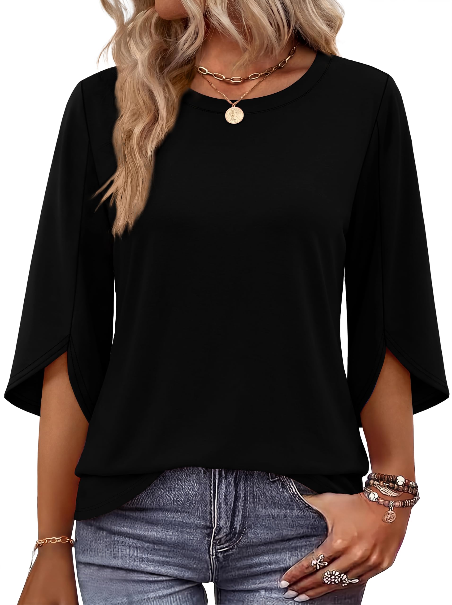 50% Off OFEEFAN 3/4 Sleeve Women's Tops - Use Code 8UPBWM8Y - Image 1
