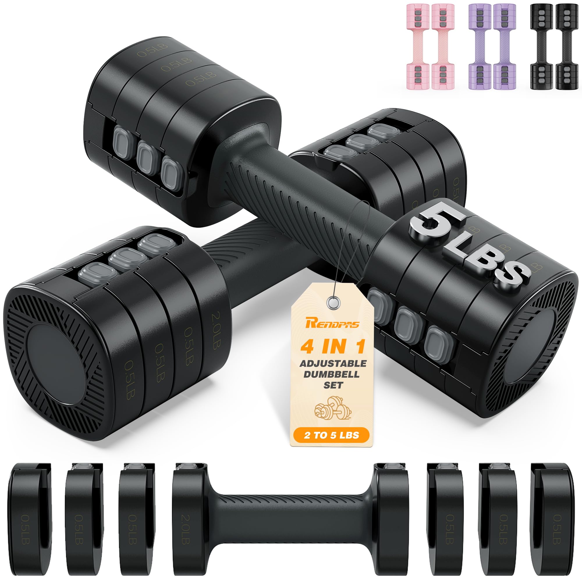 Rendpas Adjustable Dumbbell Set: Quick-Change & Compact - Image 1