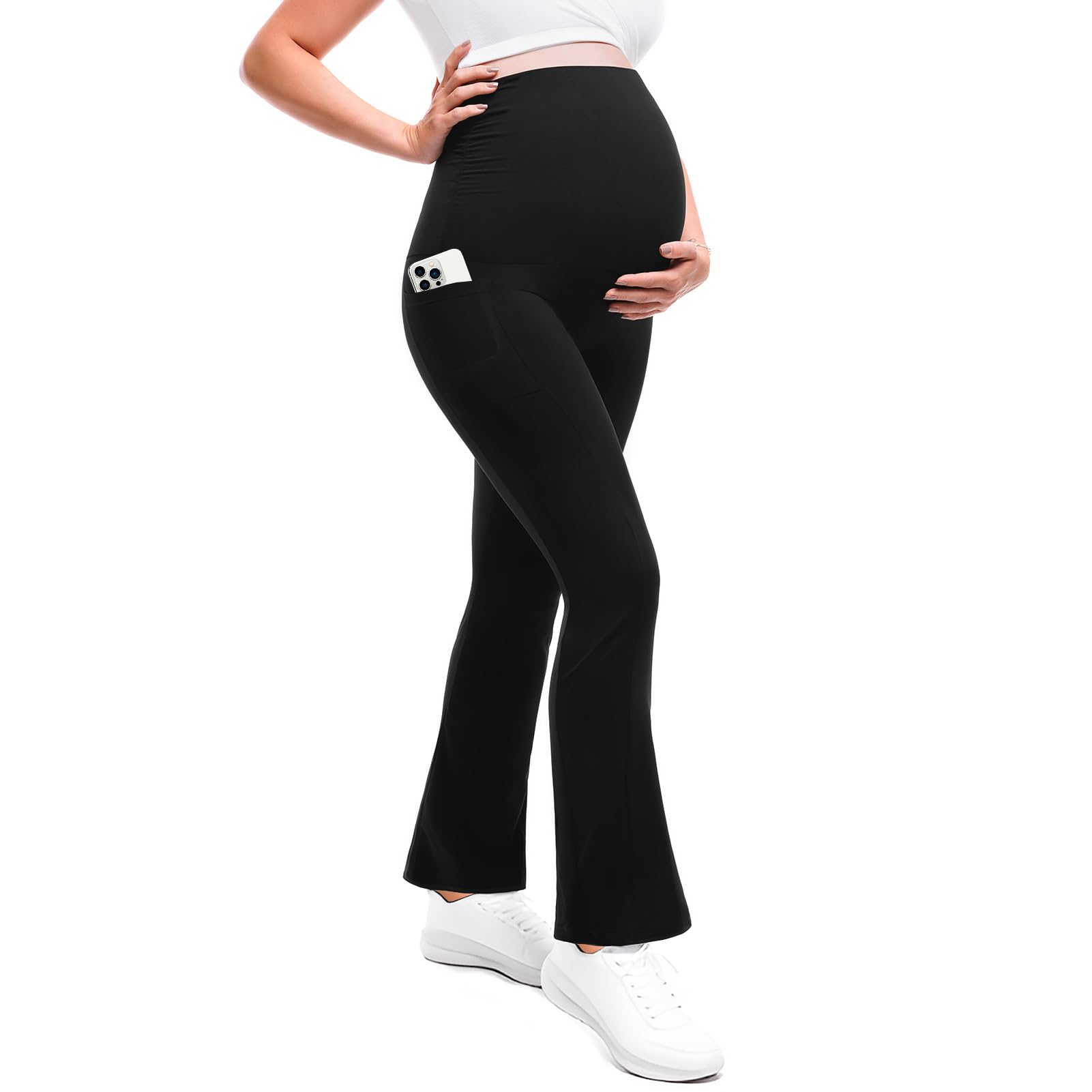 50% Off Leafigure Maternity Flare Leggings with Pockets - Image 1