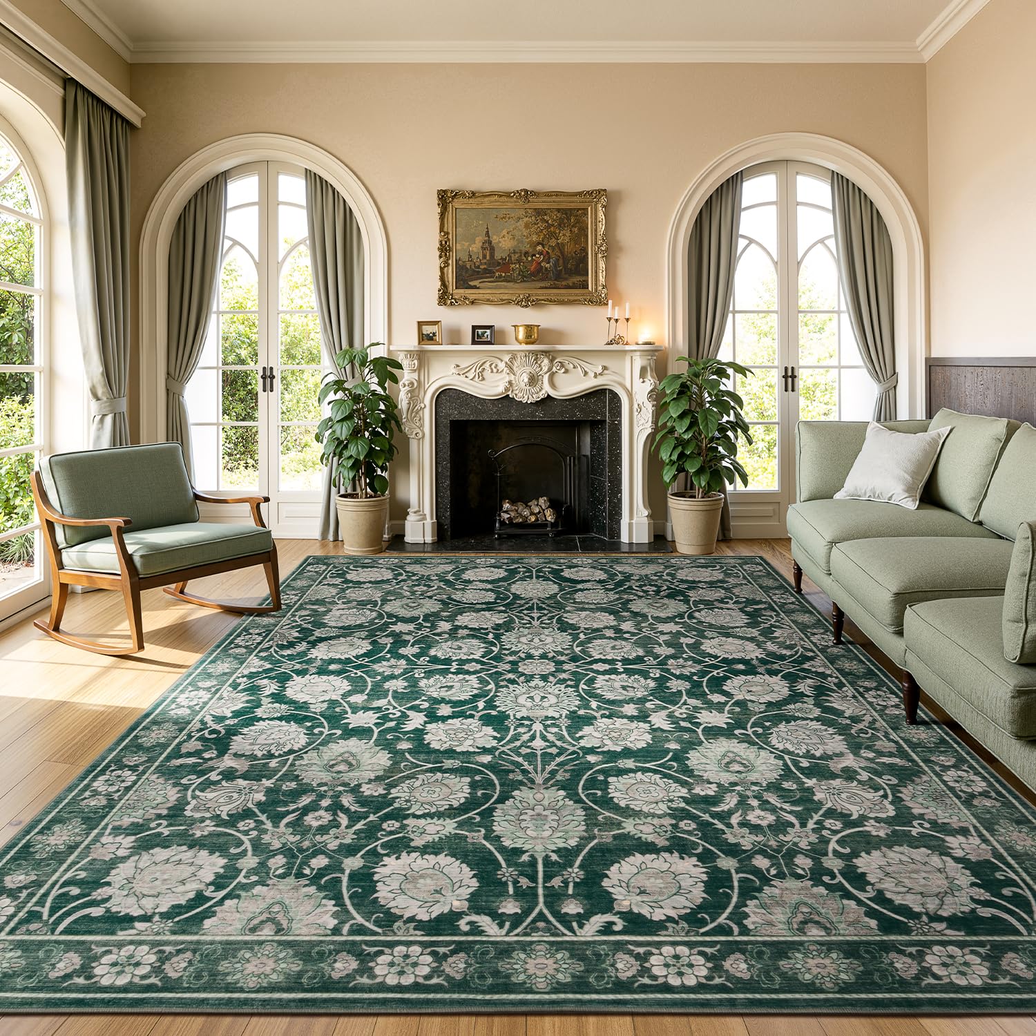 20% Off Floral 8x10 Washable Area Rug for Living Room - Image 1