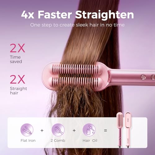Ufree Hair Straightener Brush for Women, Pink - 50% Off + Code - Image 3
