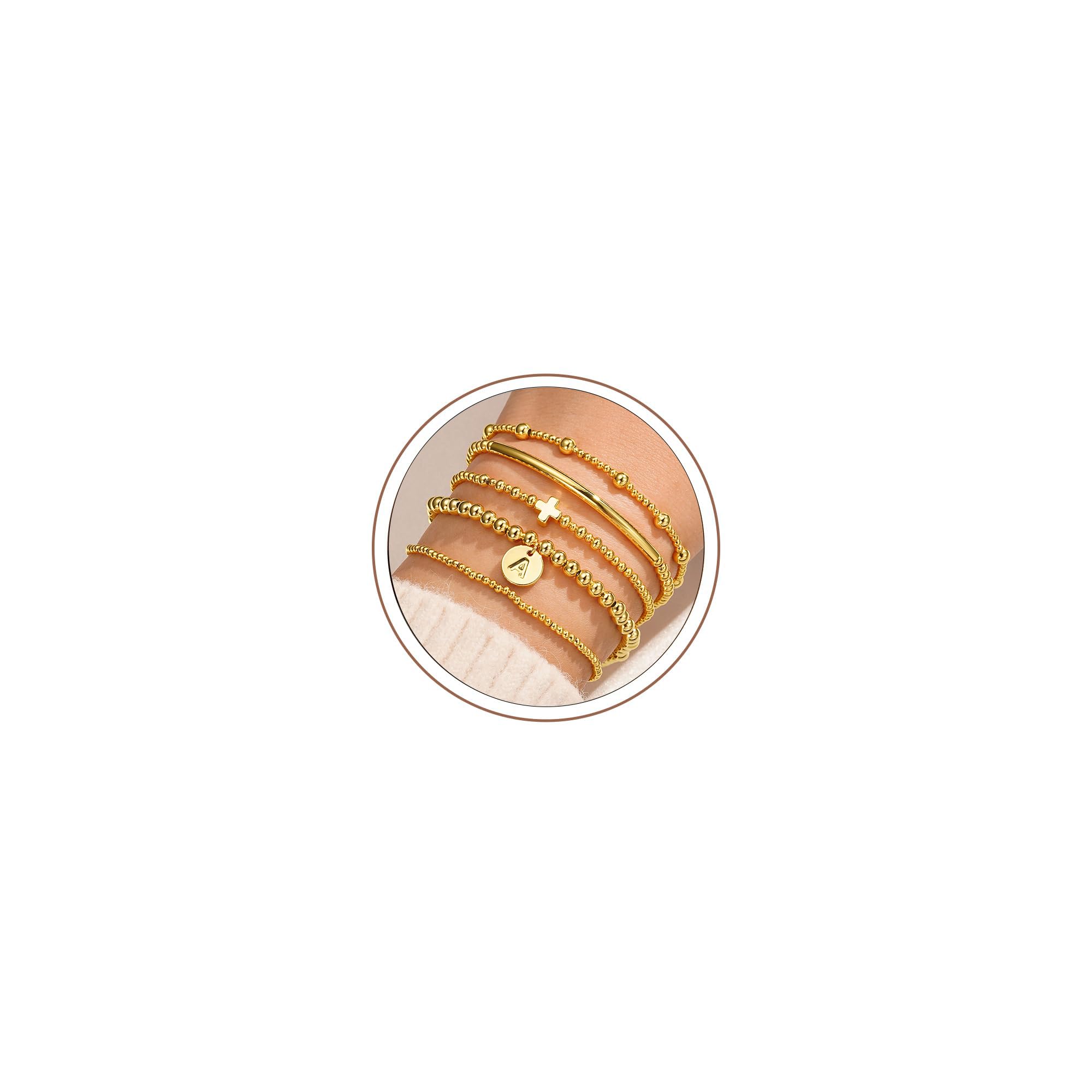 56% Off Turandoss Gold Cross Bead Bracelets for Women & Teens - Image 1