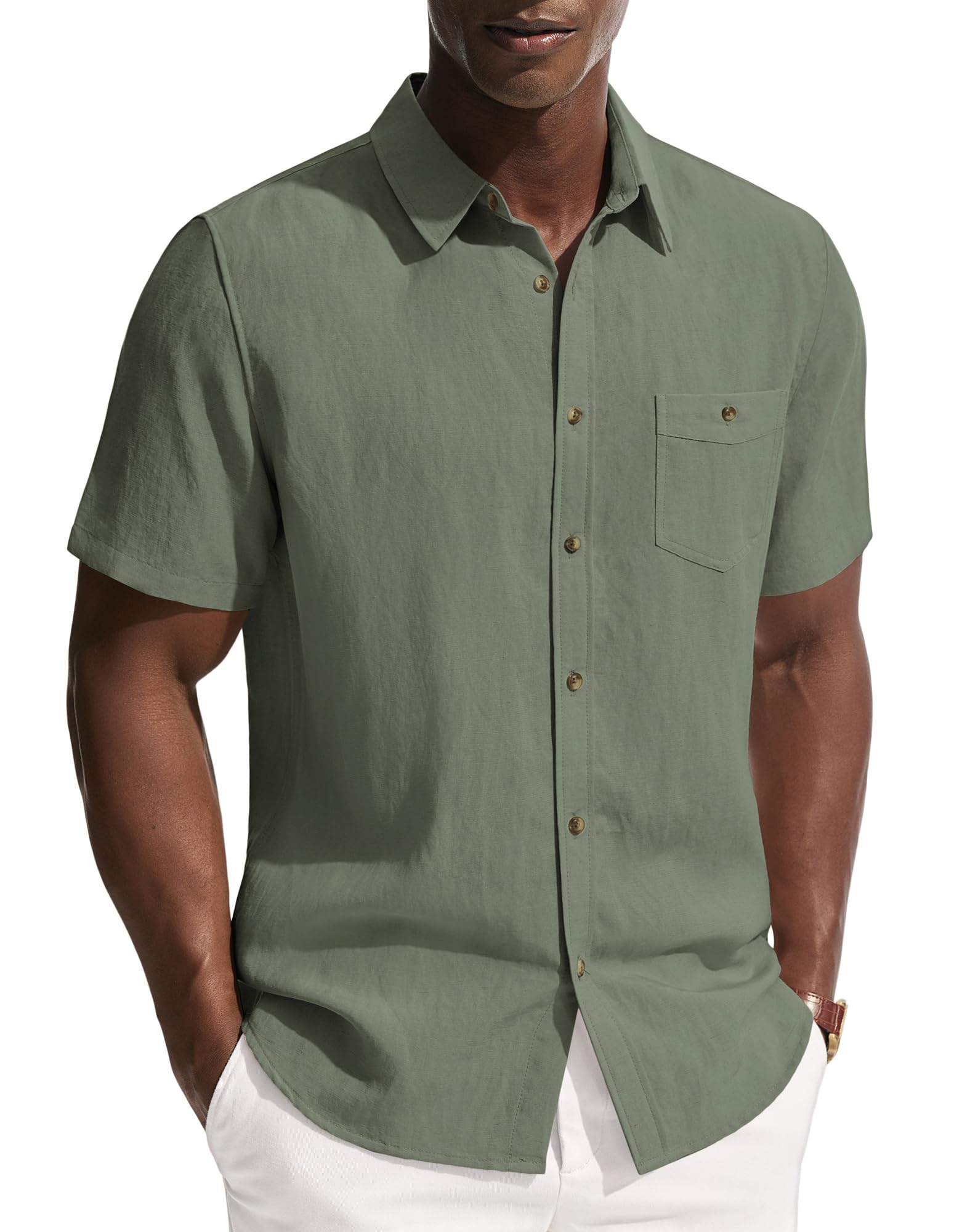 40% Off PJ PAUL JONES Men's Linen Button Down Shirt - Image 1