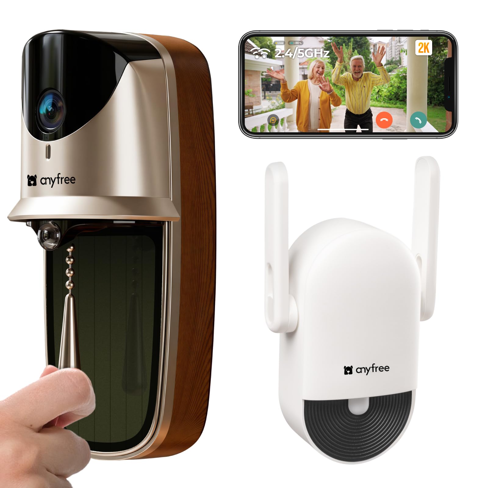 38% Off anyfree Solar Video Doorbell with Chime Pro - Image 1