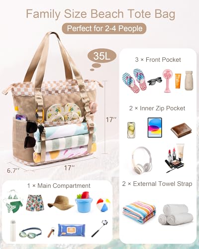 35L Mesh Beach Tote: Spacious & Organized for Women - Image 4