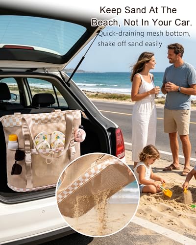 35L Mesh Beach Tote: Spacious & Organized for Women - Image 5