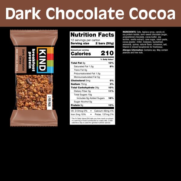 23% Off KIND Breakfast Protein Bars, Dark Chocolate Cocoa - Image 3