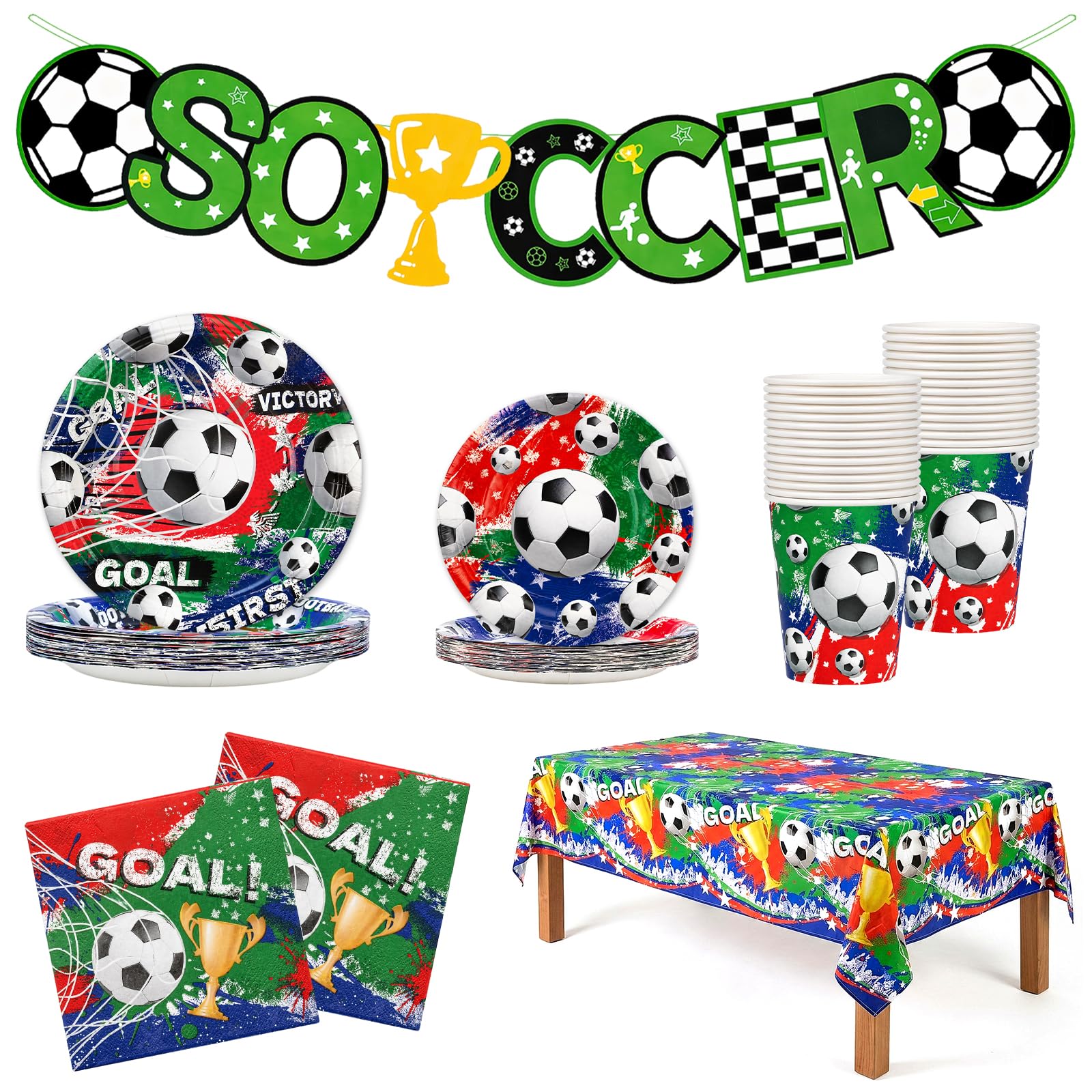 15% Off Soccer Party Tableware Kit for 24 Guests!
