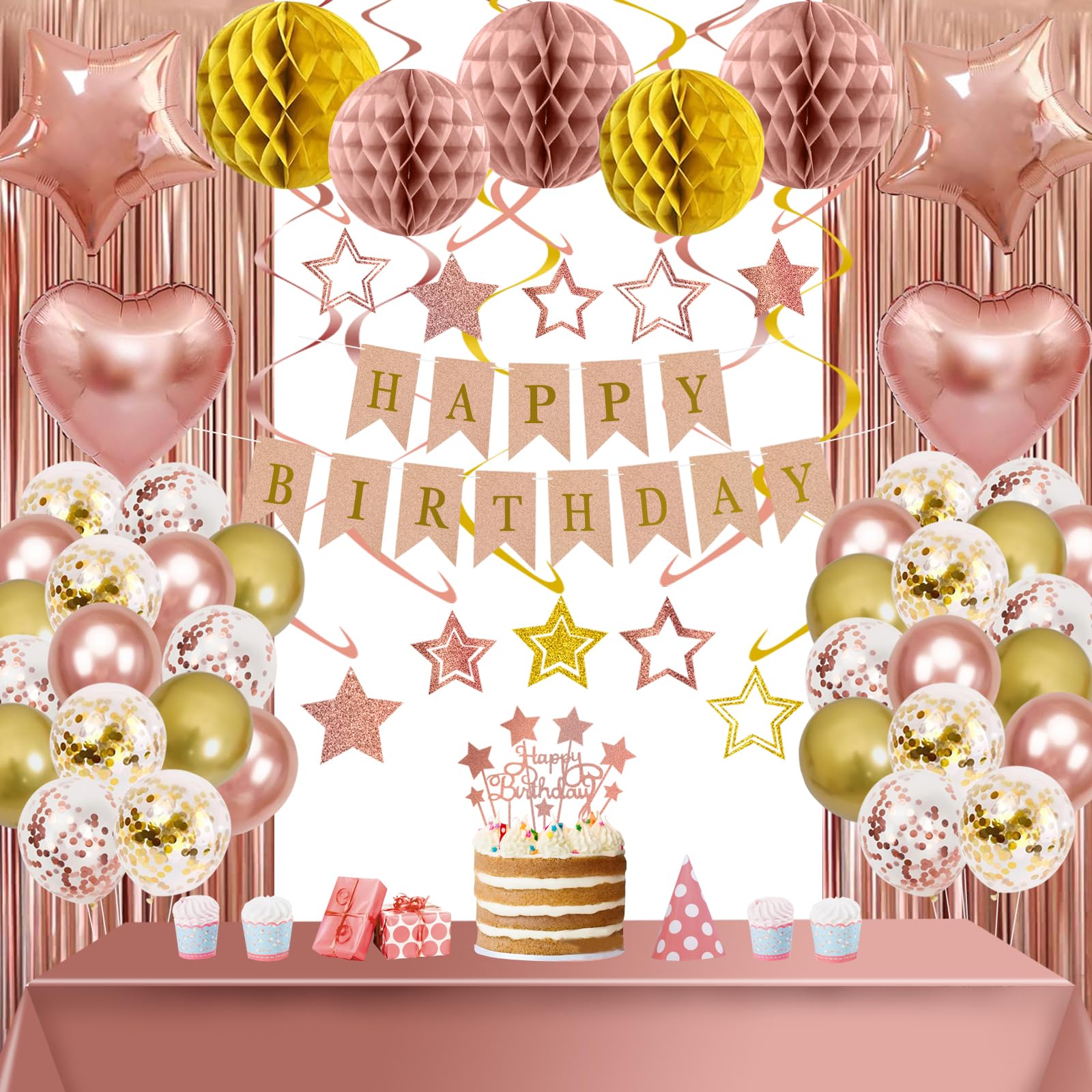 50% Off Rose Gold Birthday Party Decorations Kit