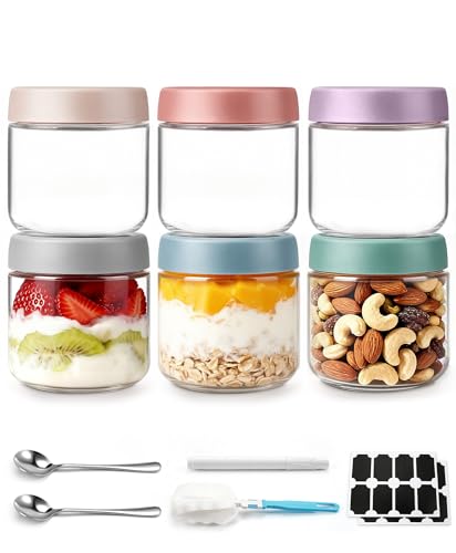 35% Off 6-Pack Overnight Oats Glass Jars with Lids & Spoons - Image 2