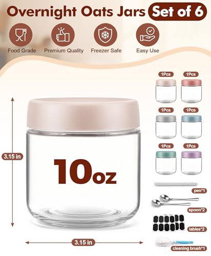 35% Off 6-Pack Overnight Oats Glass Jars with Lids & Spoons - Image 3