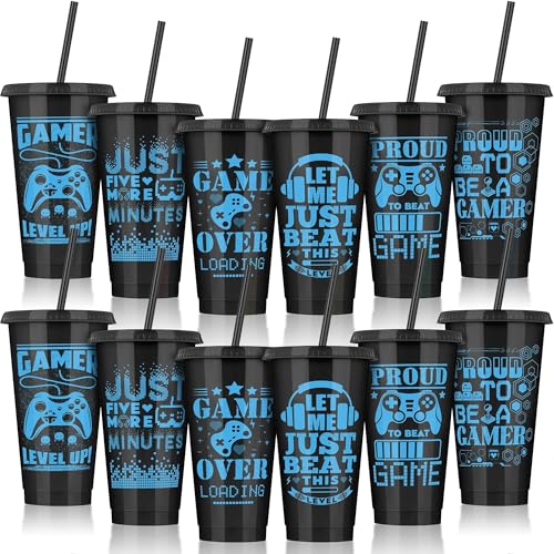 56% Off 12-Pack Video Game Plastic Cups with Lids & Straws - Image 2