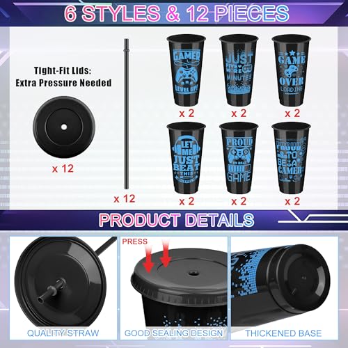 56% Off 12-Pack Video Game Plastic Cups with Lids & Straws - Image 4